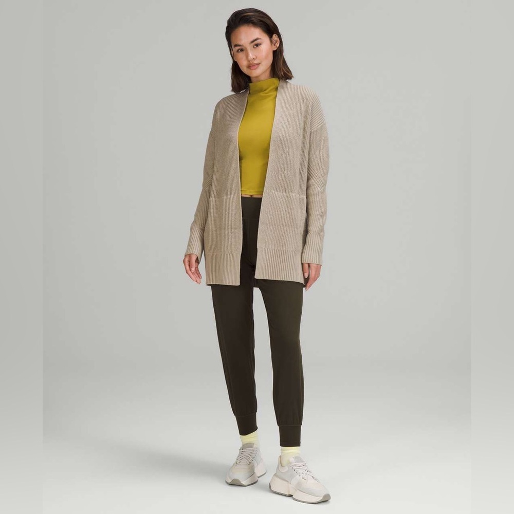 Lululemon Cashlu Sweater Wrap
Raw Linen Beige Open Front Cardigan s/m chic boho